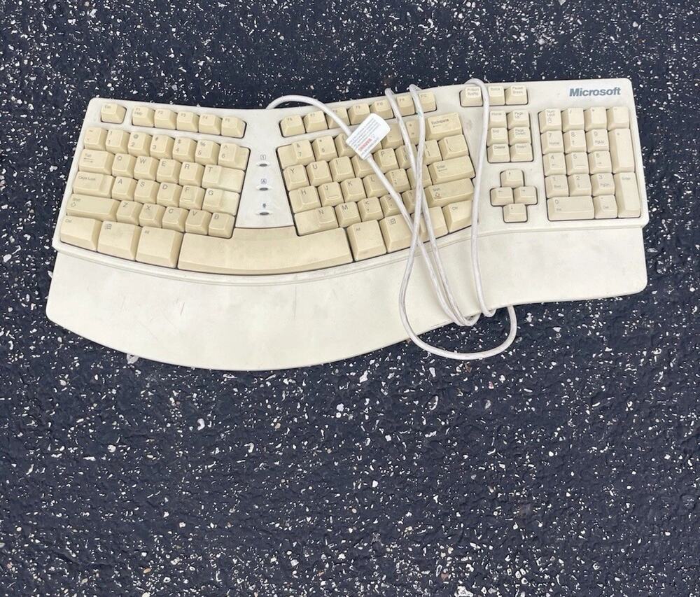 Microsoft Natural Ergonomic White Keyboard 90's Microsoft Excellent Vintage